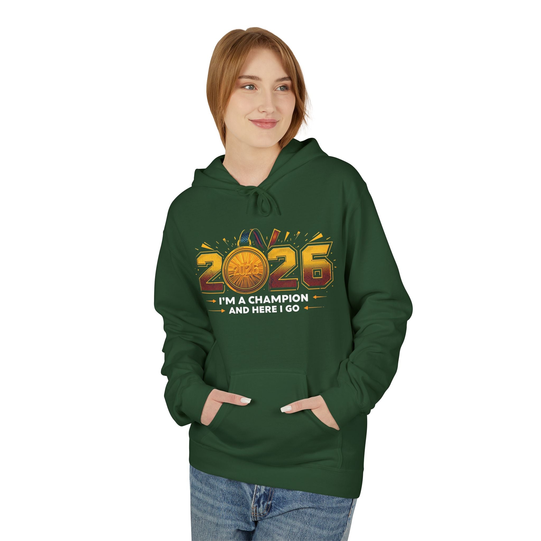 2026 Champion Hoodie – "I'm a Champion and Here I Go" Athletic Pullover | New Year Clleccion